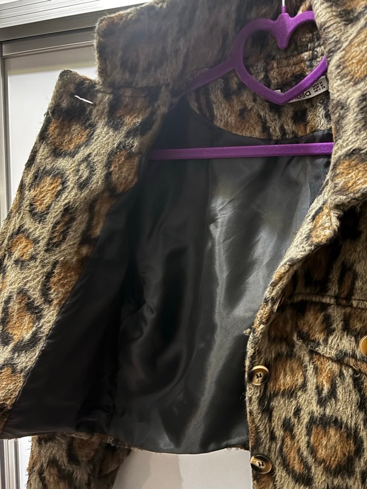 Kahverengi Leopar Desenli Kısa Kadın Ceket - Görsel 4