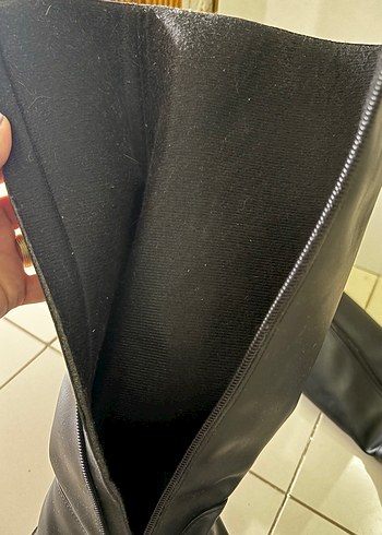 Siyah deri içi polar çizme - Görsel 5