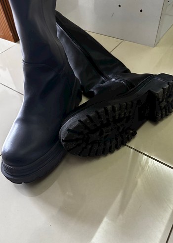 Siyah deri içi polar çizme - Görsel 4