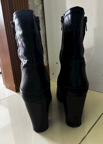 Greyder deri  Kadın Topuklu Bot - Görsel 4