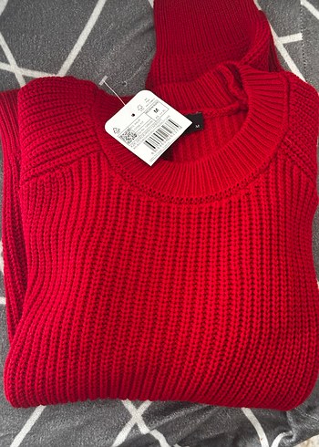 Kadın Kırmızı Örgü Salaş Kazak - Görsel 5