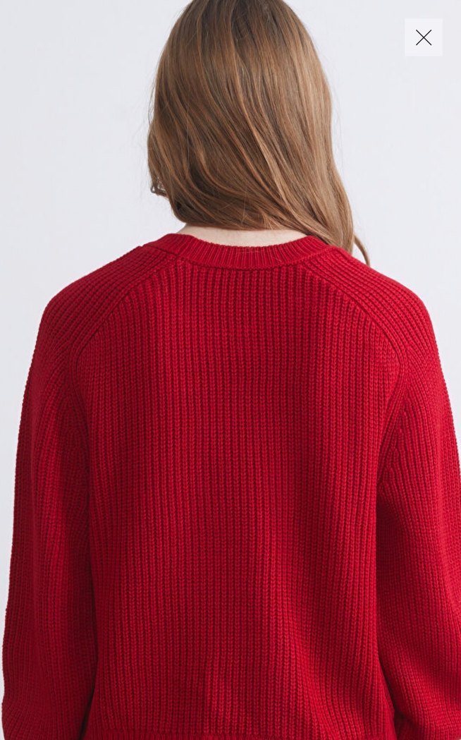 Kadın Kırmızı Örgü Salaş Kazak - Görsel 2