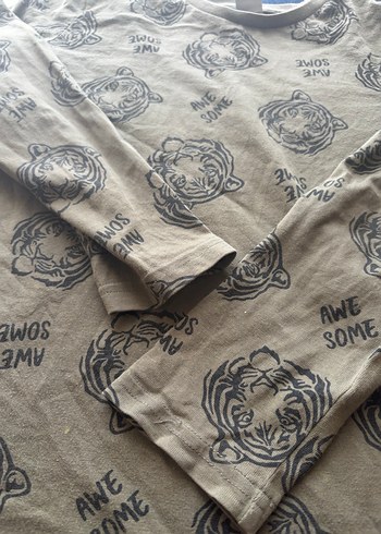 Haki Erkek Çocuk Uzun Kollu Baskılı Tişört - Görsel 3