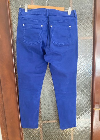 Kadın Parlak Mavi Denim Pantolon - Görsel 3