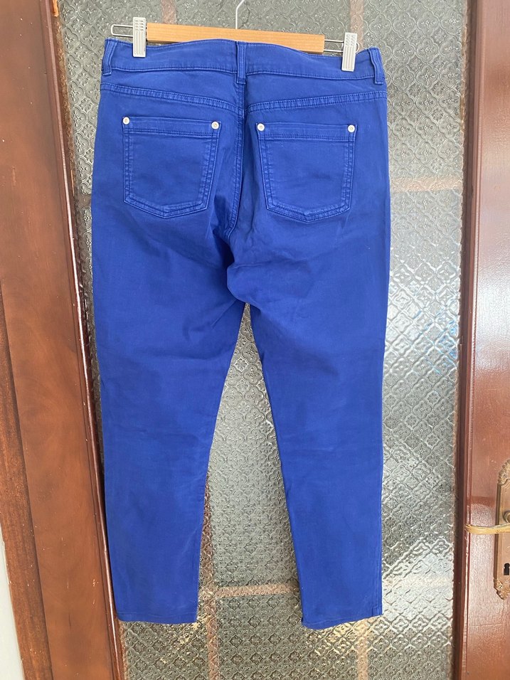 Kadın Parlak Mavi Denim Pantolon - Görsel 3