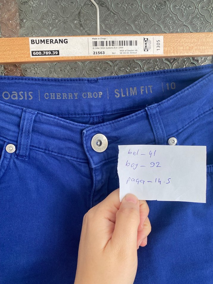 Kadın Parlak Mavi Denim Pantolon - Görsel 2
