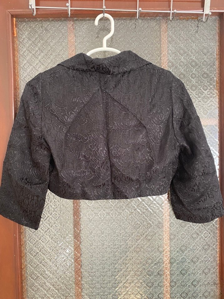 Düğmeli Siyah Kısa Kadın Blazer Ceket - Görsel 4