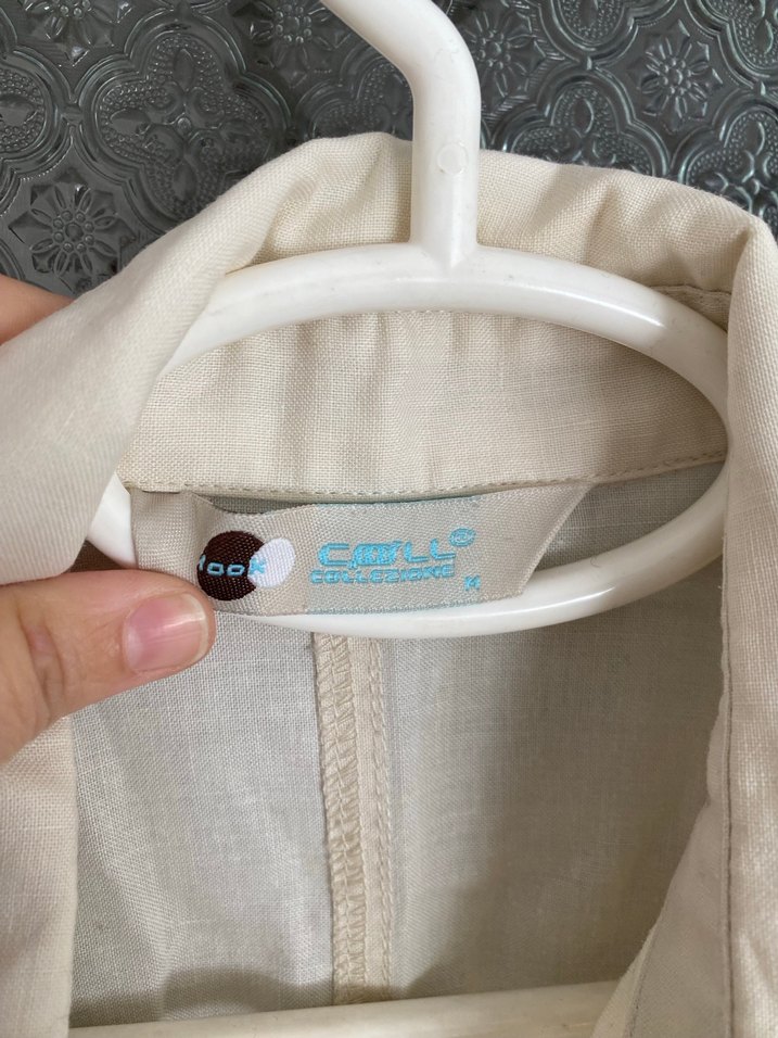 Beyaz Keten Düğmeli Kadın Ceket - Görsel 3