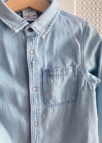 Zara Çocuk Mavi Denim Gömlek - Görsel 2