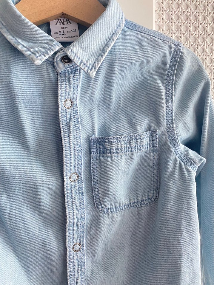 Zara Çocuk Mavi Denim Gömlek - Görsel 2