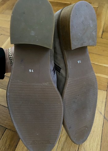 Bej Süet Kadın Botlar Blok Topuklu - Görsel 4