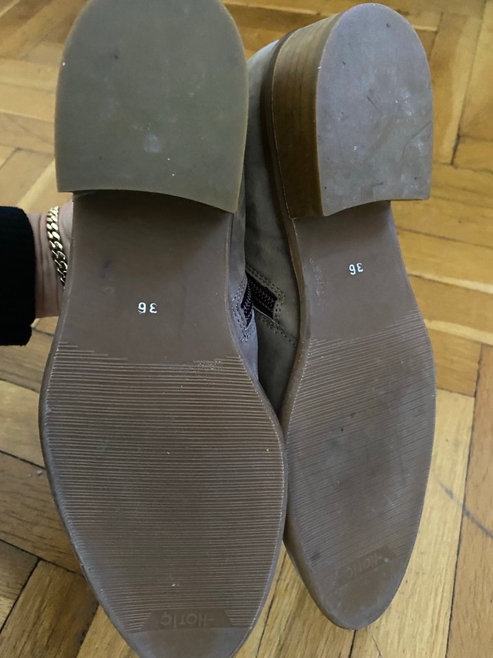 Bej Süet Kadın Botlar Blok Topuklu - Görsel 4