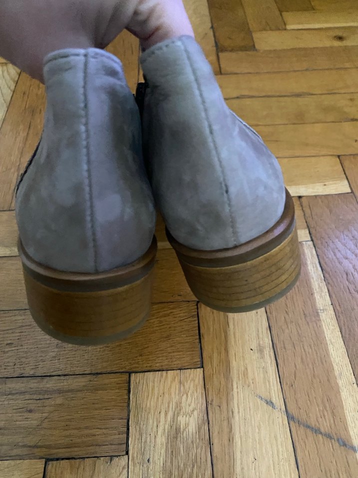 Bej Süet Kadın Botlar Blok Topuklu - Görsel 3