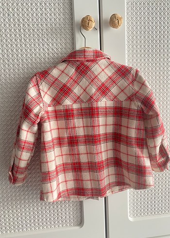 Kırmızı Ekoseli Nakışlı Çocuk Gömlek ceket - Görsel 5