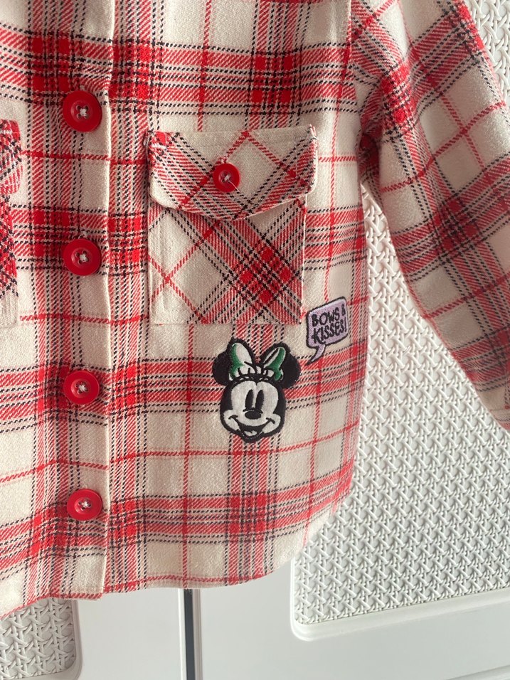 Kırmızı Ekoseli Nakışlı Çocuk Gömlek ceket - Görsel 3