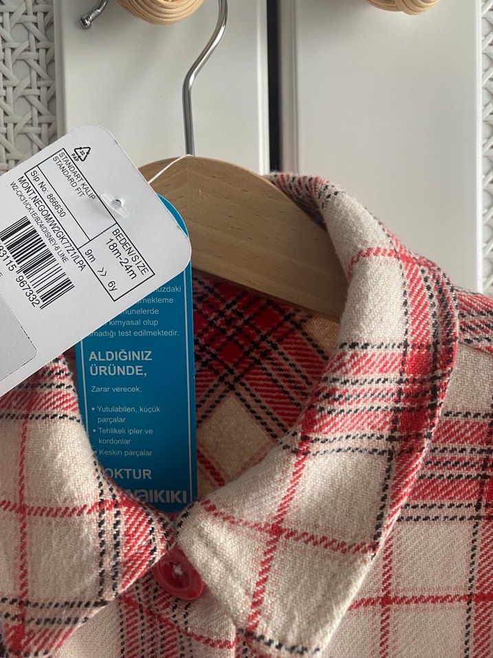 Kırmızı Ekoseli Nakışlı Çocuk Gömlek ceket - Görsel 4