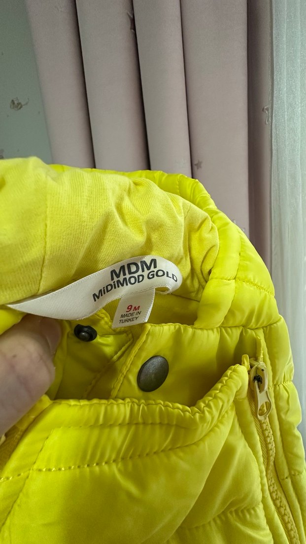 Kız veya erkek Tulum 9 ay Sarı Bebek Kürklü Nakışlı Tulum - Görsel 4