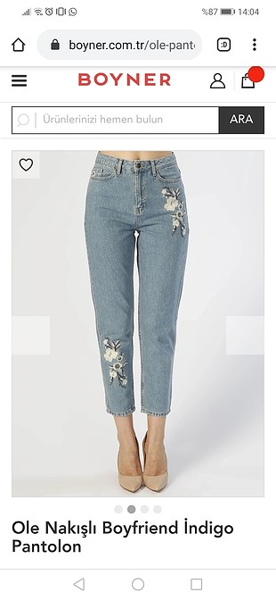 koton çiçek nakışlı boyfriend jean