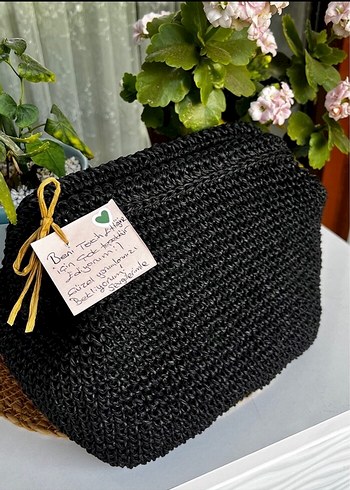 Tasarımcı Siyah Örgü Kadın Portföy çanta