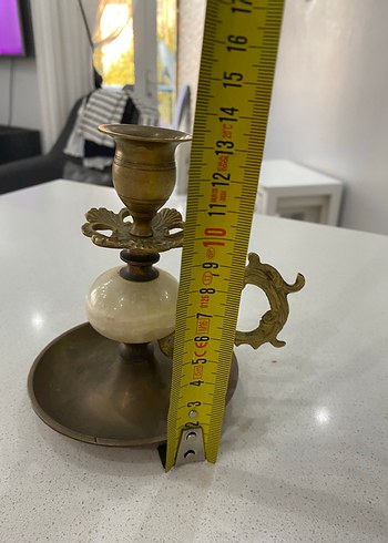  Beden beyaz Renk Mermer detaylı pirinç mumluk