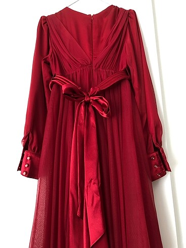 38 Beden bordo Renk Saten Abiye
