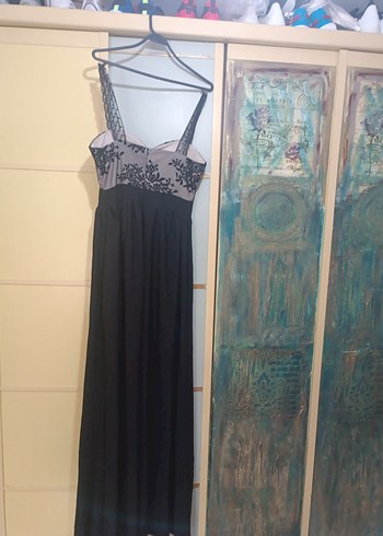Drapeli Siyah Uzun Gotik Gece Elbisesi