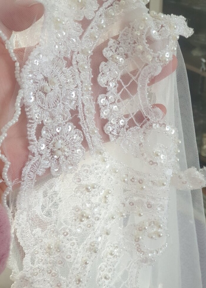 Boncuk ve pul işlemeli duvak - Görsel 2