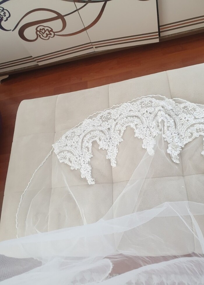 Boncuk ve pul işlemeli duvak - Görsel 4