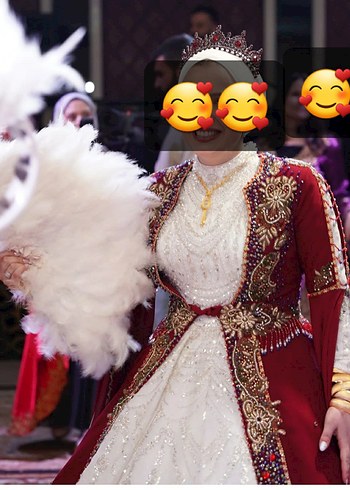 Kaft Bordo Nakışlı Straplez Uzun kaftan