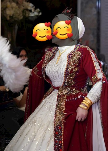 m Beden Bordo Nakışlı Straplez Uzun kaftan