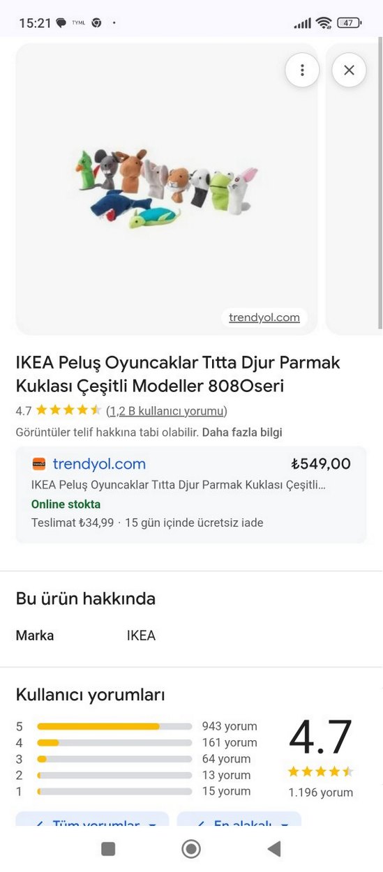 Renkli Parmak Kuklası Seti ikea - Görsel 5