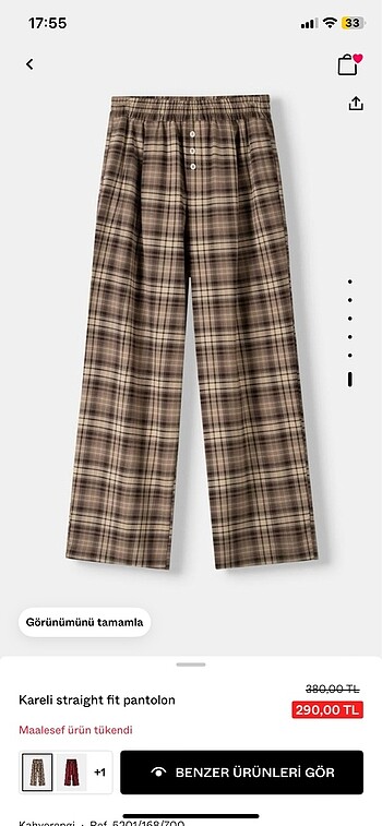 bershka ekoseli pantolon