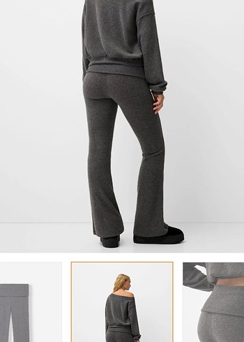m Beden gri Renk bershka etiketli ispanyol paça pantolon