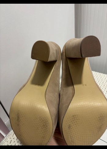 Bej Süet Platform Topuklu - Görsel 3