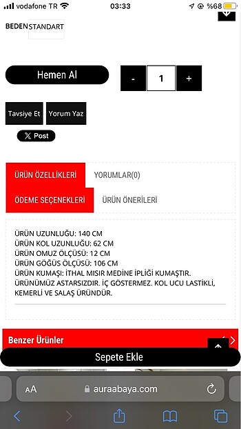 universal Beden Aura elbise