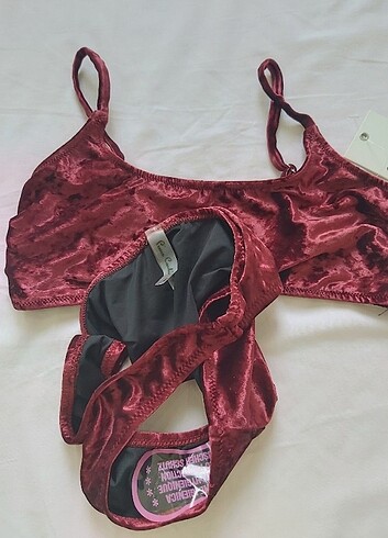 s Beden bordo Renk Pierre Cardin Bikini Takimi