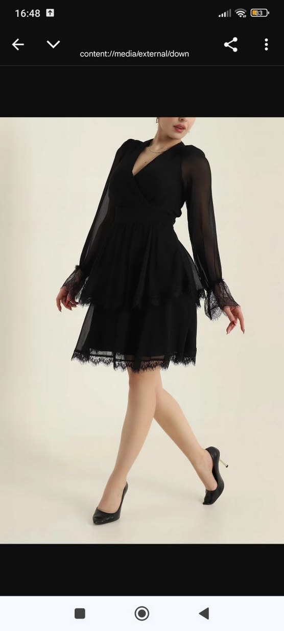 Dantel Detaylı Siyah Mini Gotik Elbise - Görsel 2