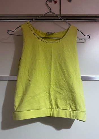 Sarı Kolsuz Atlet, Keten Kumaş, Basic