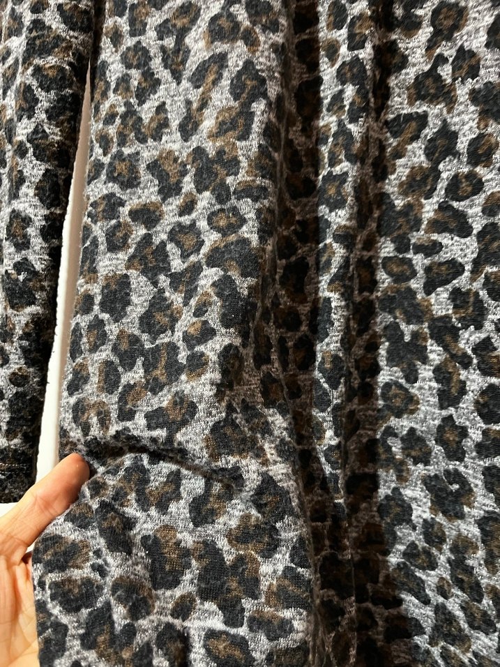 Gri Desenli Uzun Kollu Triko Elbise - Görsel 3