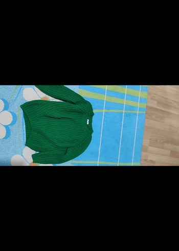 Kadın Yeşil Örgü Salaş Kazak - Görsel 2