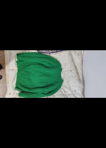 Kadın Yeşil Örgü Salaş Kazak - Görsel 3