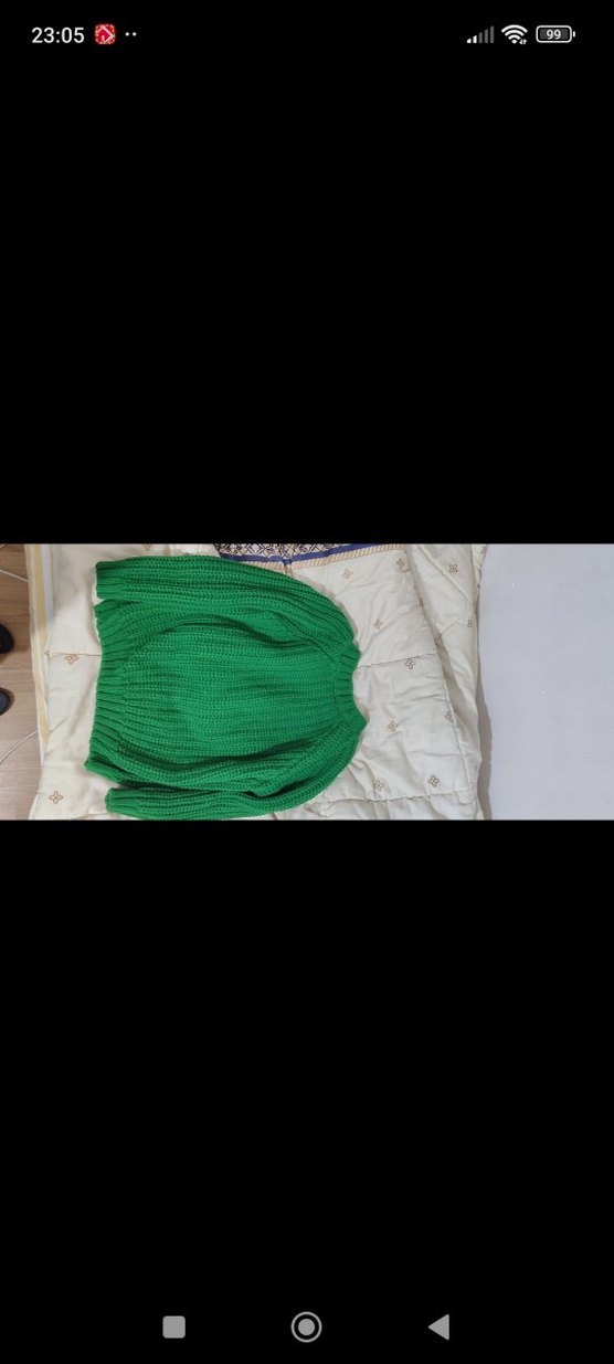 Kadın Yeşil Örgü Salaş Kazak - Görsel 3