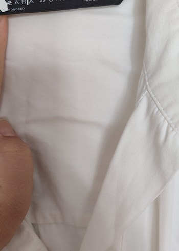 Pamuklu Beyaz Kadın Gömlek, Kuşaklı, Salaş - Görsel 2