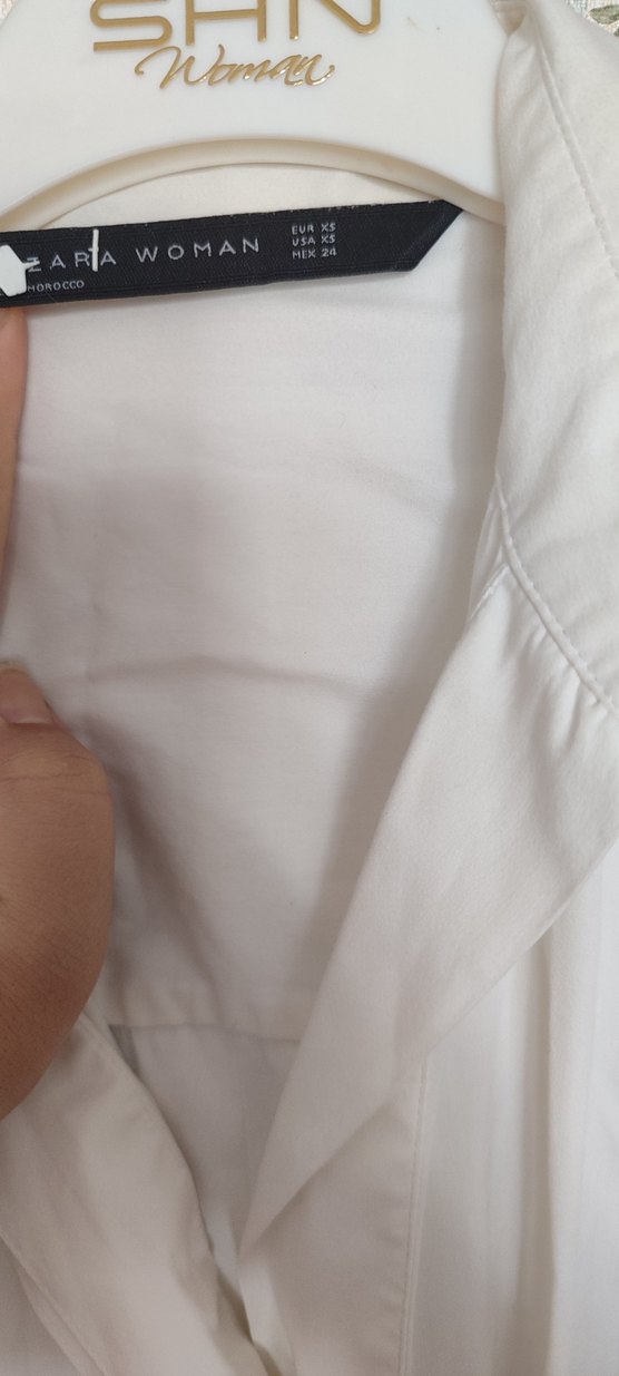 Pamuklu Beyaz Kadın Gömlek, Kuşaklı, Salaş - Görsel 2