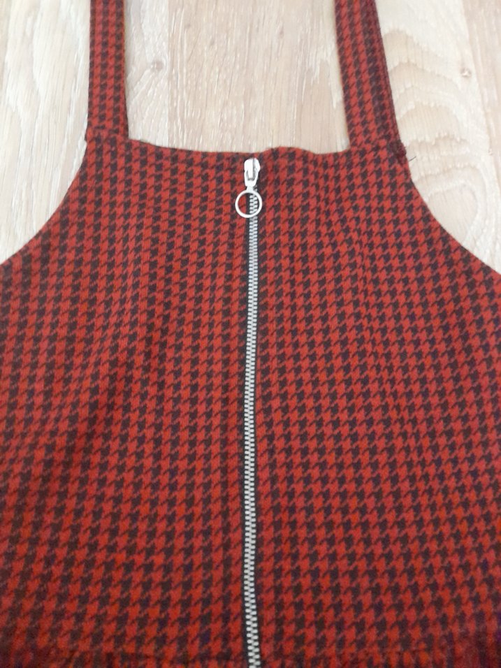 Kız Çocuk Bordo Kareli Fermuarlı Elbise - Görsel 2