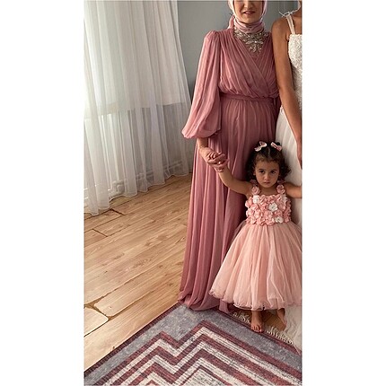 xl Beden pembe Renk Tesettür abiye