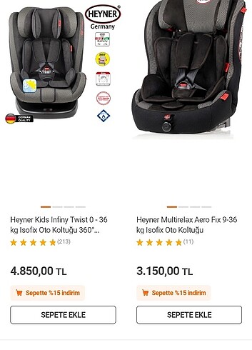 15-36 kg Beden gri Renk Araba koltuğu 