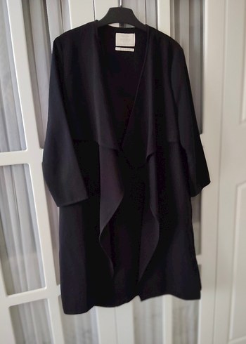 Siyah Kadın Uzun Süet Drapeli ceket S-M uyumlu - Görsel 2