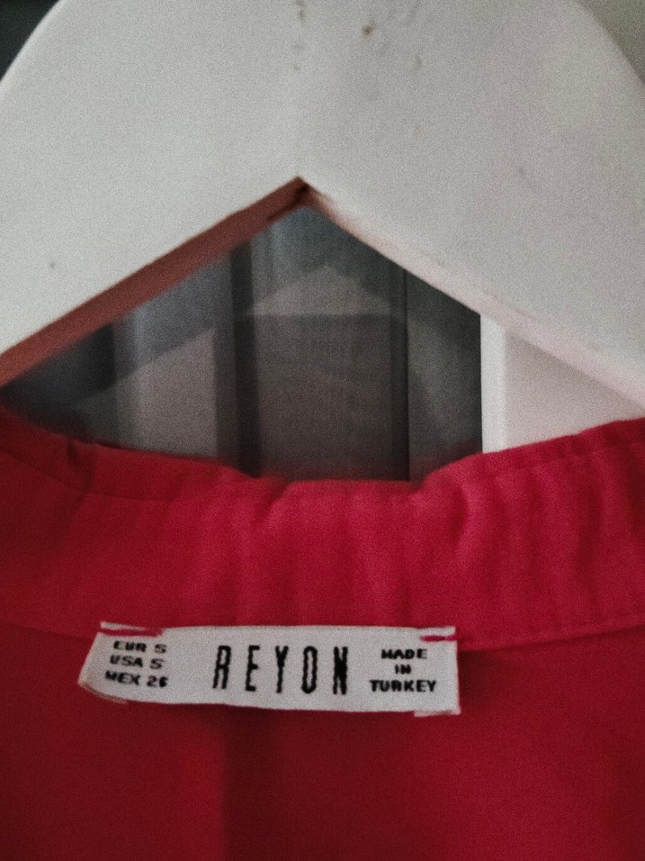 fuşya Düğmeli Keten Gömlek - Görsel 3