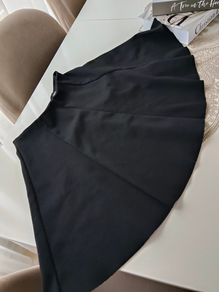 Siyah Pilili Midi Kadın Etek - Görsel 2